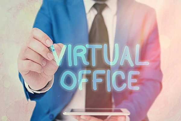 Texto de escritura de palabras Oficina Virtual. Concepto de negocio para el dominio operativo de cualquier negocio u organización virtualmente . — Foto de Stock