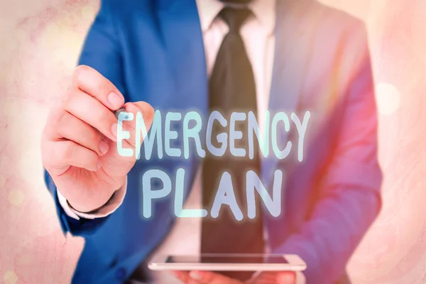 Word writing text Emergency Plan. Business concept for instructions that outlines what workers should do in danger. — Stock Photo, Image