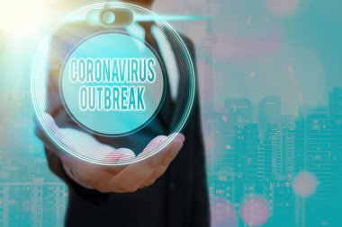 Coronavirüs salgınını gösteren bir mesaj. Yeni keşfedilen COVID19 'un sebep olduğu kavramsal fotoğraf bulaşıcı hastalık.