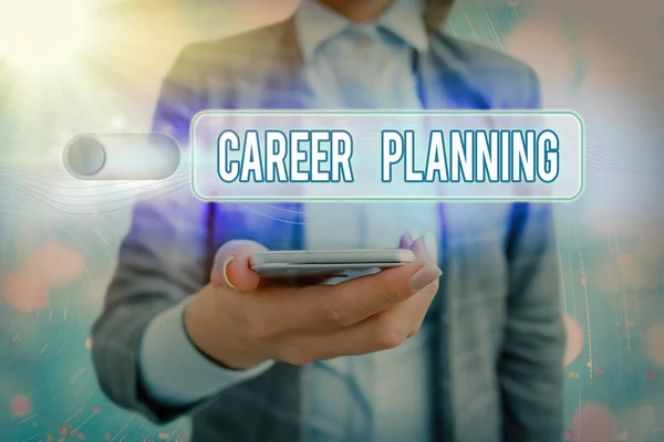 Tekstbord met carrièreplanning. Conceptuele foto Plan strategisch je carrièredoelen en werksucces. — Stockfoto