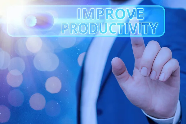 Texte manuscrit Améliorer la productivité. Concept signifiant augmenter l'efficacité de la machine et du processus . — Photo