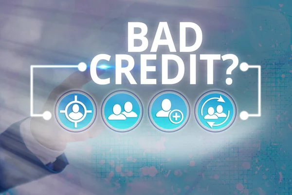 Word writing text Bad Creditquestion. Business concept for inabilityof an individual to repay a debt on time and in full. — Stock Photo, Image