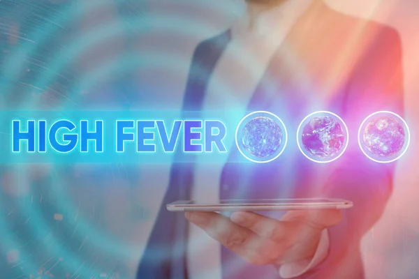 Χειρόγραφο κείμενο που γράφει High Fever. Έννοια σημαίνει ιατρική κατάσταση που η θερμοκρασία του σώματος υψηλότερη από το συνηθισμένο Στοιχεία αυτής της εικόνας που παρέχεται από τη NASA. — Φωτογραφία Αρχείου