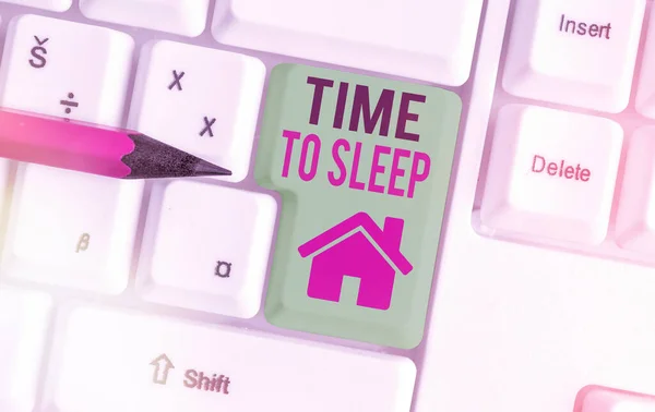 Scrittura concettuale a mano che mostra Time To Sleep. Testo fotografico aziendale un periodo naturale di sonno o di inattività . — Foto Stock