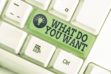 Word yazma metni Ne İstiyorsunuz. Birine bir şey sunmak veya onların ihtiyacı nı sormak için kullanılan iş konsepti.