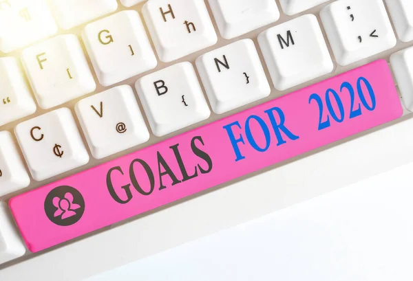 Writing note showing Goals For 2020. Business photo showcasing object of an individuals ambition or effort aim or desired result. — Stock Photo, Image
