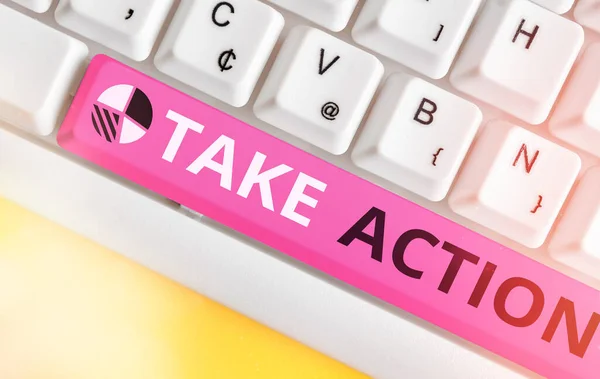 Signo de texto que muestra Take Action. Foto conceptual para hacer algooracto con el fin de obtener un resultado particular . — Foto de Stock