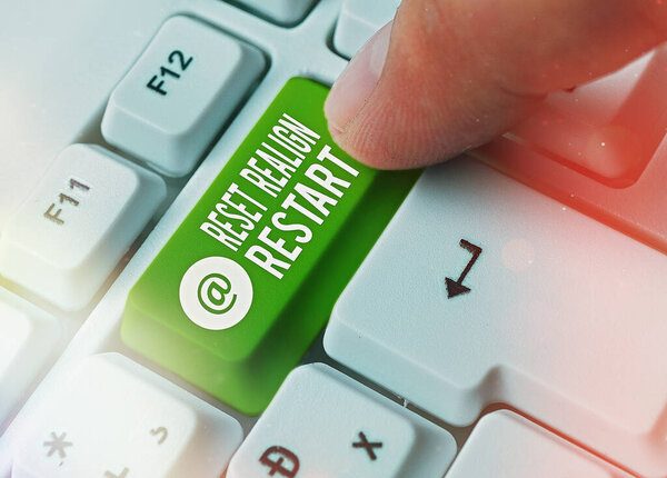 Word writing text Reset Realign Restart. Business concept for Life audit will help you put things in perspectives.