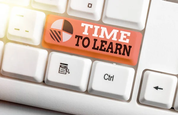 Writing note showing Time To Learn. Business photo showcasing the need to get knowledge or understanding of facts and ideas. — Stock Photo, Image