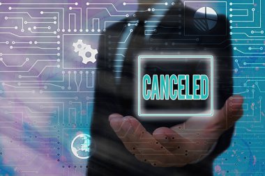 İptal edildiğini gösteren kavramsal el yazısı. Planlanmış ya da beklenen bir şeyi yapmamaya karar vermek için iş fotoğrafı metni.