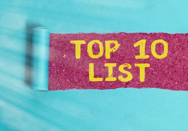 Conceptual hand writing showing Top 10 List. Business photo showcasing the ten most important or successful items in a particular list. — Stock Photo, Image