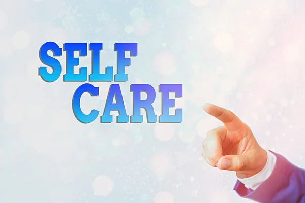 Writing note showing Self Care. Business photo showcasing the practice of taking action to improve one s is own health. — Stock Photo, Image