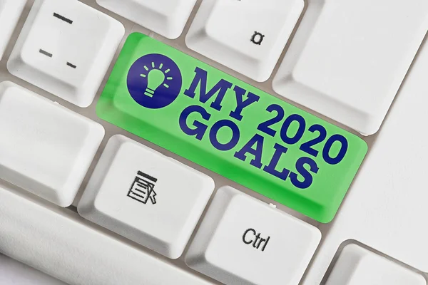 Texto de escritura de palabras Mis objetivos para 2020. Concepto de negocio para establecer metas o planes individuales para el año en curso . — Foto de Stock