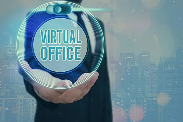 Tekstskilt som viser virtuelt kontor. Begrepsfoto-operasjonelt område for enhver virksomhet eller organisasjon . – stockfoto