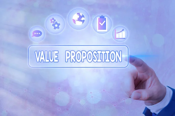 Conceptual hand writing showing Value Proposition. Business photo text feature intended to make a company or product attractive. — Stock Photo, Image
