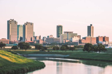 Downtown Fort Worth with Trinity River clipart