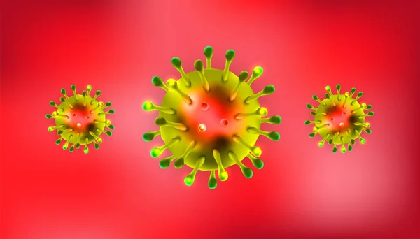 Gruppe des Coronavirus 3D realistischer Vektor auf rotem Hintergrund. Coronaviren-Zelle, Wuhan-Virus-Krankheit. perfekt für Banner-Informationen, Flyer, Poster, usw. Vektorillustration — Stockvektor