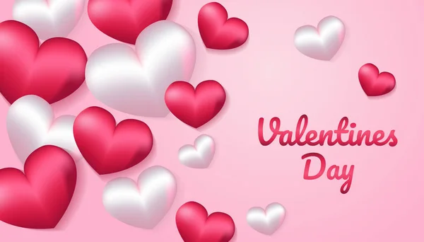 Fondo de San Valentín con forma de corazón 3d en color rosa y blanco, aplicable para invitación, saludo, tarjeta de celebración — Vector de stock