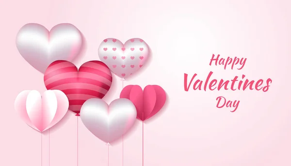 Valentijnsdag Achtergrond met 3d hartvorm, papieren liefde in roze en witte kleur, geschikt voor uitnodiging, groet, viering kaart — Stockvector