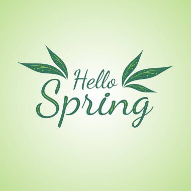 Merhaba Bahar tebrik kartı. Minimum düz dizayn tarzı vektör illüstrasyonlu el çizimi yapraklar. Tebrik kartı, arkaplan ve fon için mükemmel. eps10