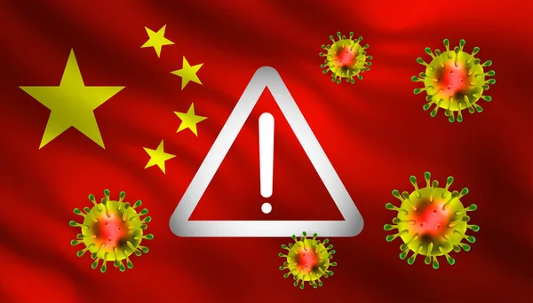 Romance Coronavirus 2019 Ncov Com Bandeira China Vetor Realista Asiático — Vetor de Stock