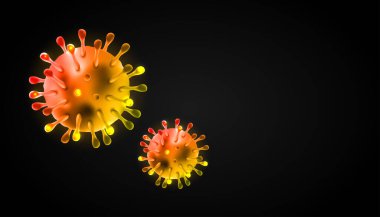 Coronavirus 2019-nCov romanı, boş fotokopi alanı, 3 boyutlu gerçekçi Asya gribi salgını ve grip salgını vuhan virüsü. Mikroskop. Afiş için mükemmel bir geçmiş. Vektör illüstrasyonu