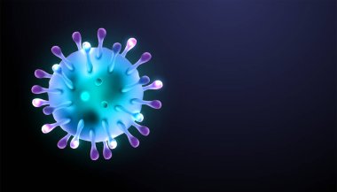 Coronavirus 2019-nCov romanı Coronavirüs, Coronavirüs 3 boyutlu gerçekçi Asya gribi salgını ve grip salgını wuhan virüsü. Mikroskop. Afiş için mükemmel bir geçmiş. Vektör illüstrasyonu E10