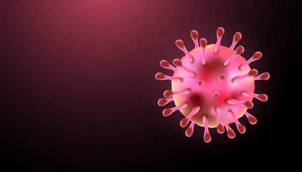 新しいコロナウイルス2019 Ncovは 空白コピースペース 3次元現実的なベクトルアジアインフルエンザ流行とインフルエンザパンデミックWuhanウイルスを持つ 顕微鏡 バナー 背景に最適です ベクターイラスト — ストックベクタ