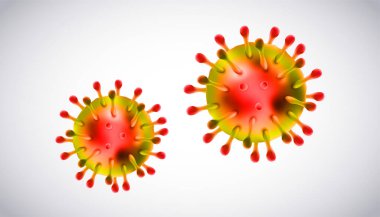 Coronavirus 2019-nCov romanı, boş fotokopi alanı, 3 boyutlu gerçekçi Asya gribi salgını ve grip salgını vuhan virüsü. Mikroskop. Afiş için mükemmel bir geçmiş. Vektör illüstrasyonu