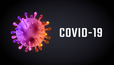 Coronavirus hastalığının 3 boyutlu gerçekçi taşıyıcısı COVID-19 enfeksiyonu izole edildi. Çin patojen solunum yolu gribi covid virüs hücreleri. Mikroskop. vektör illüstrasyonu