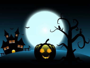 Cadılar Bayramı arka plan dahil Kalesi, kabak, yarasa