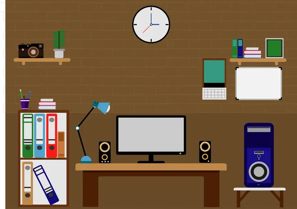 Bilgisayar ofis masa düz tasarım