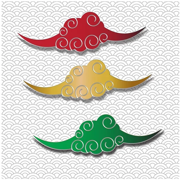 Üç Çince Geleneksel vektör arka plan bulut