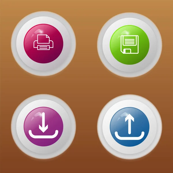 ile dört multi renk bottons vektör yazdırma upload ve download Kaydet