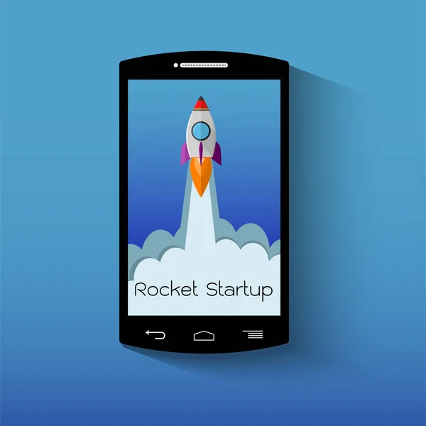 Smartphone ile başlatmak roket. Başlangıç kavramı.