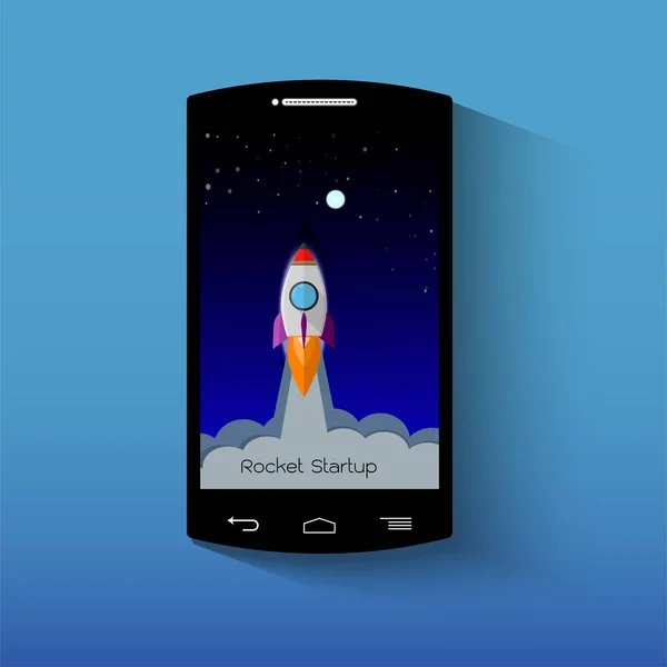 Smartphone ile başlatmak roket. Başlangıç kavramı.
