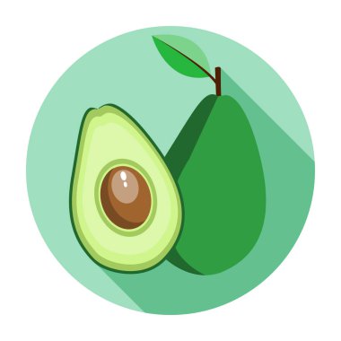 Beyaz boşluk gölgeler ile yeşil avokado meyve.