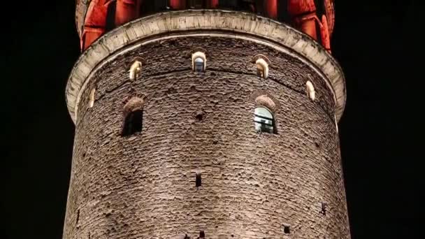 Galata-torony éjjel, Isztambul, Törökország — Stock videók