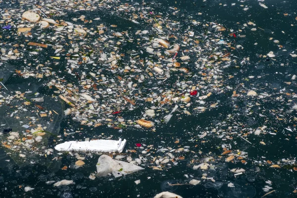 Szoros kilátás a tengerszennyezésre Jogdíjmentes Stock Képek