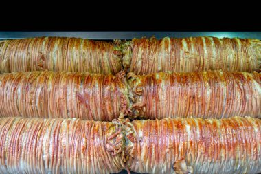 Izgara Kokorec 'in (koyun bağırsağı) yakın görüntüsü).