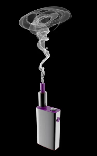 Popular dispositivo de vapeo moderno con el humo. Vaper gadget 3d ilustración segura —  Fotos de Stock