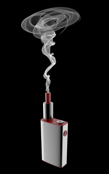Popular dispositivo de vapeo moderno con el humo. Vaper gadget 3d ilustración segura — Foto de Stock