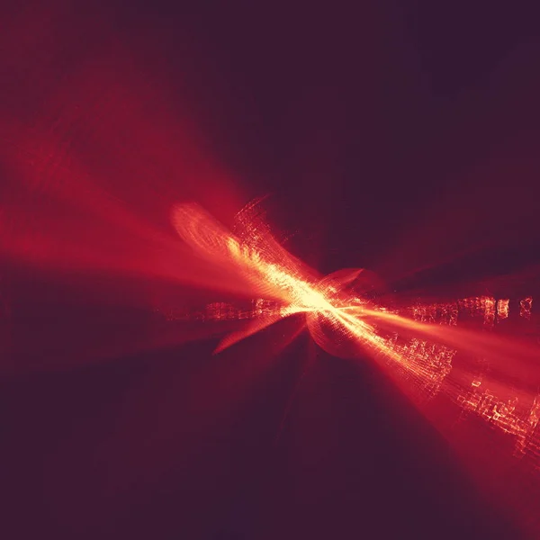 Glödande rött böjda linjer över mörka abstrakt bakgrund utrymme universum. Illustration — Stockfoto