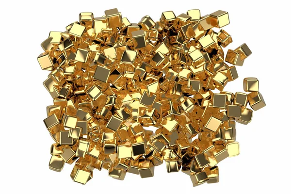 Gran pila de barras de oro en forma de cajas, ilustración 3D aislada sobre fondo blanco. Representación conceptual del éxito, riqueza y prosperidad —  Fotos de Stock