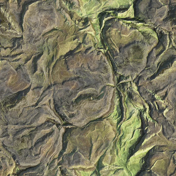 Yeşil Doğa dağlar sorunsuz doku arka plan hava uçaktan havadan görünümü. 3D çizim — Stok fotoğraf
