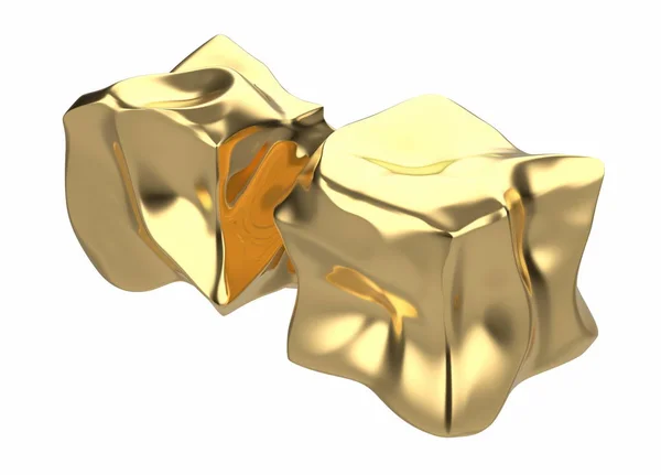 2 zlaté pruhy ve tvaru krabic, 3d ilustrace izolované na bílém pozadí. Konceptuální zobrazení úspěch, bohatství a prosperity — Stock fotografie