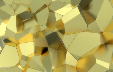 3D render, altın modern duvar doku, rasgele kümeleri dijital illüstrasyon, geometrik arka plan paramparça. Konsept mimari zenginlik ve refah ulaşmak