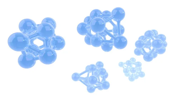 Soyut mavi molekül renkli illüstrasyon beyaz arkaplanda izole edildi. Tıbbi veya bilimsel 3d illüstrasyon — Stok fotoğraf