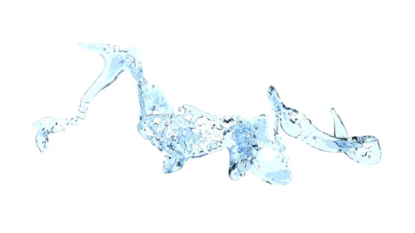 Éclaboussure d'eau bleue isolée sur fond blanc Illustration 3D — Photo
