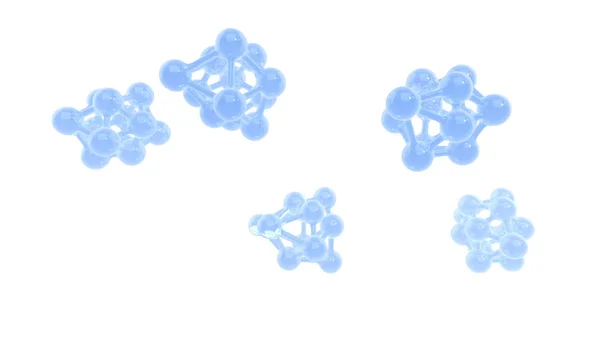 Ilustración colorida de la molécula azul abstracta aislada sobre fondo blanco. Ilustración médica o científica 3d — Foto de Stock
